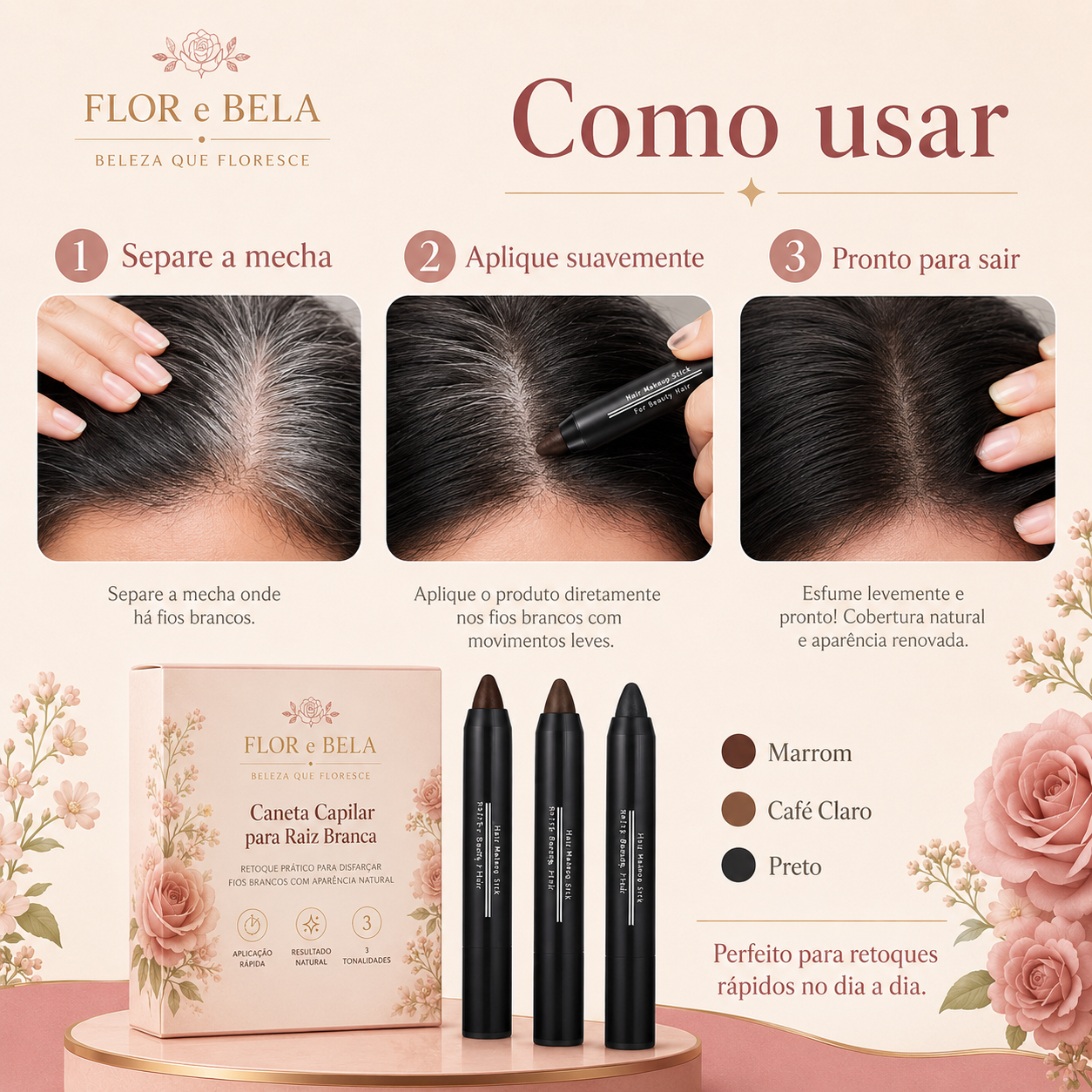 Caneta capilar para raiz branca