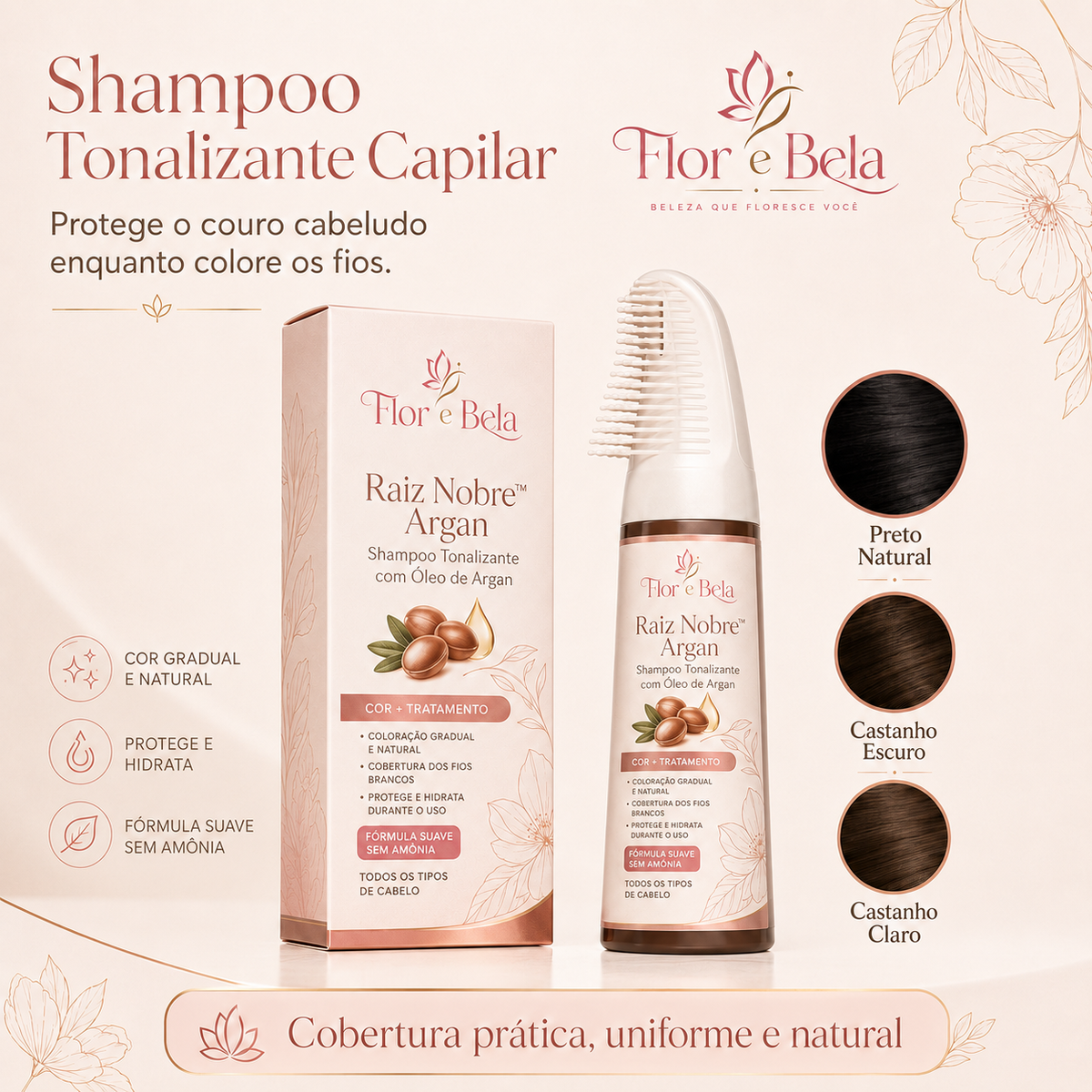 Shampoo Raiz Nobre - Cor natural em 15 minutos.
