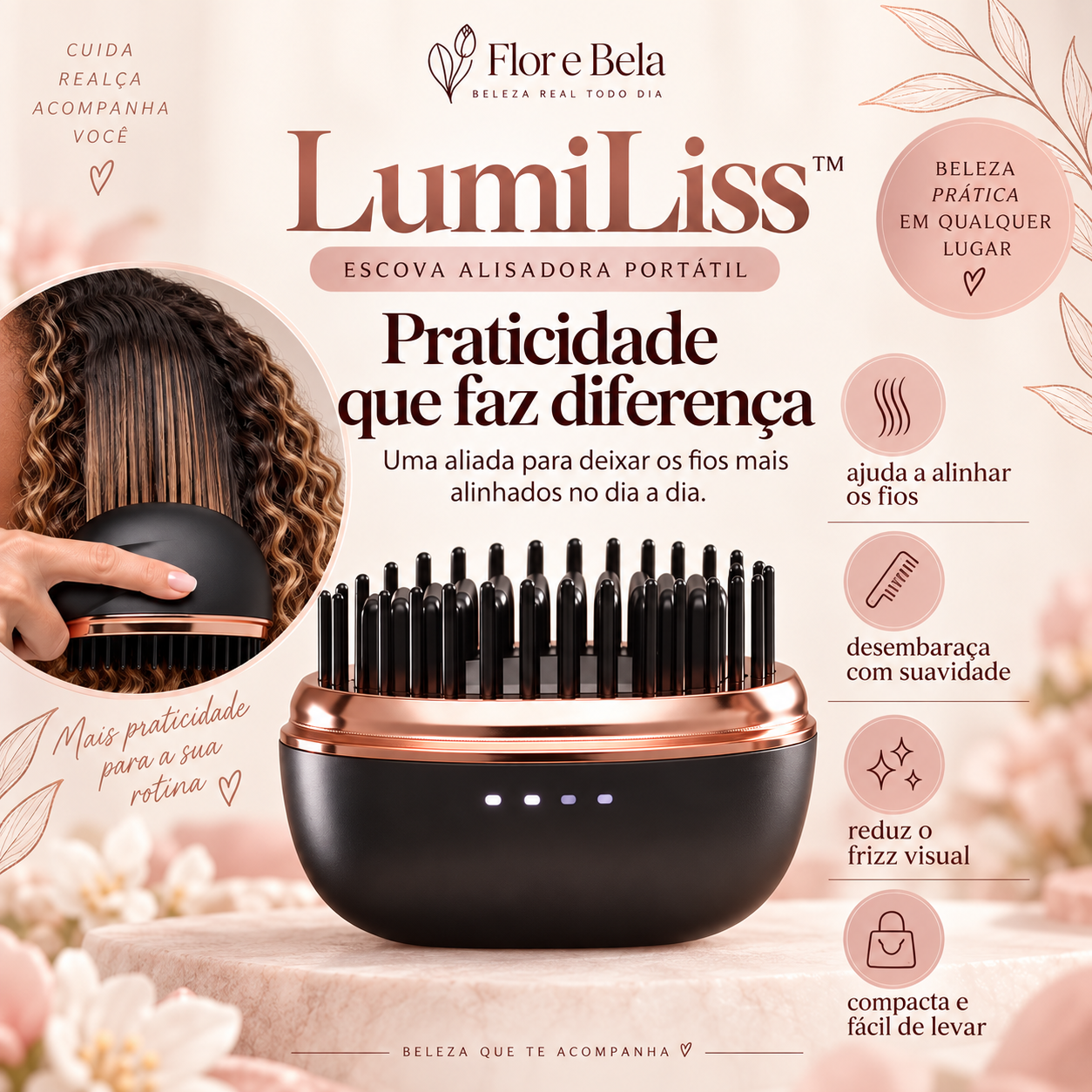 LumiLiss™ — Escova Alisadora Portátil