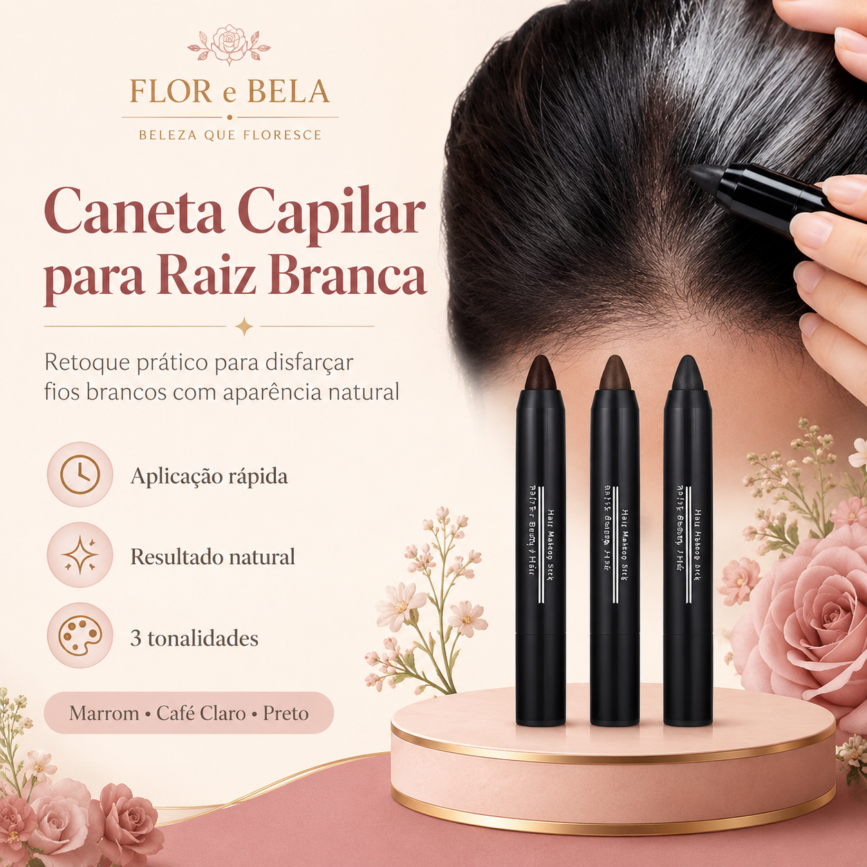 Caneta capilar para raiz branca