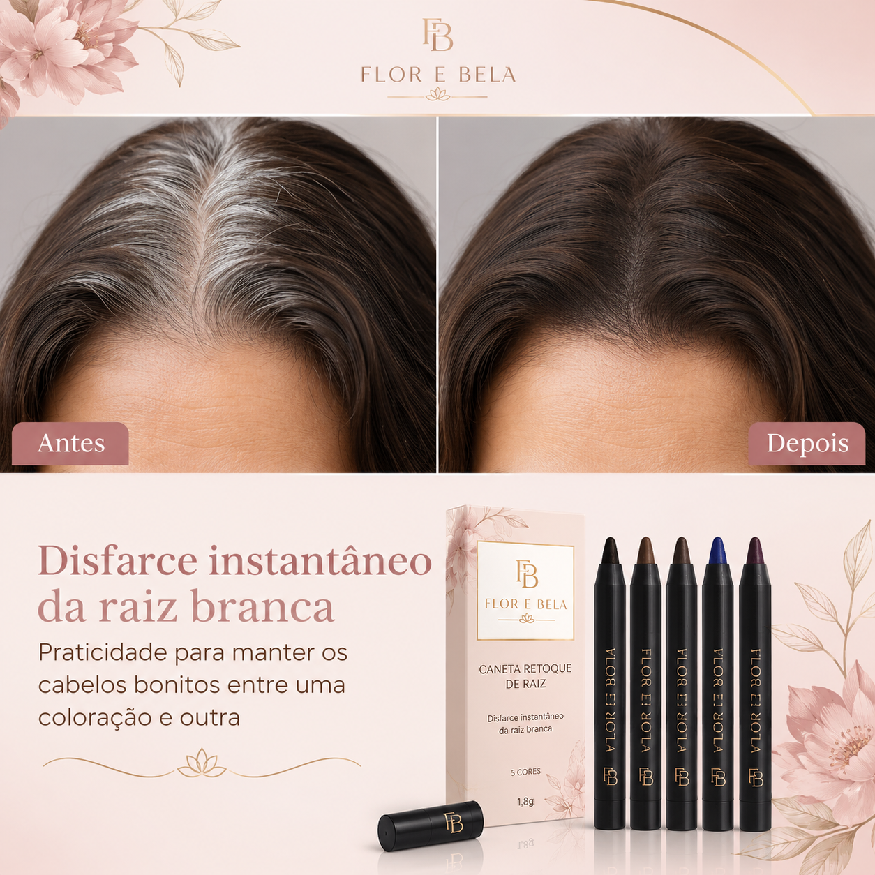 Caneta capilar para raiz branca