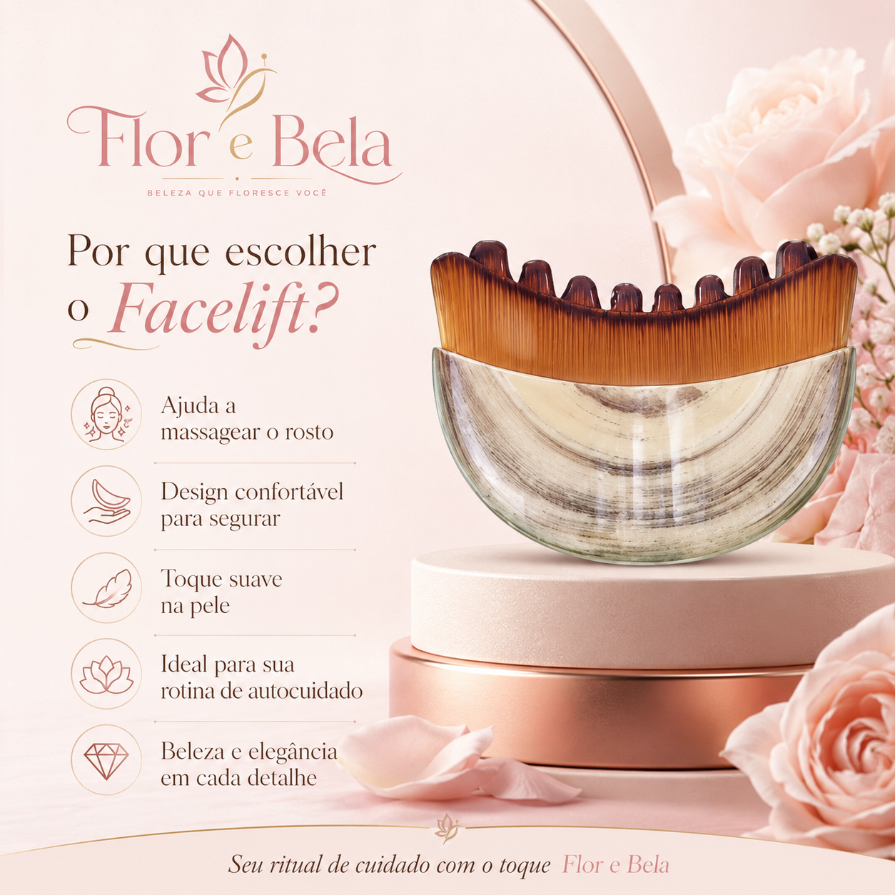 Facelift -  Escova de drenagem linfática para rosto